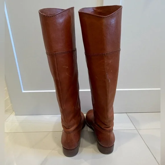 Coach Tall Leather Riding Boots in Cognac Brown - Picture 2 of 5